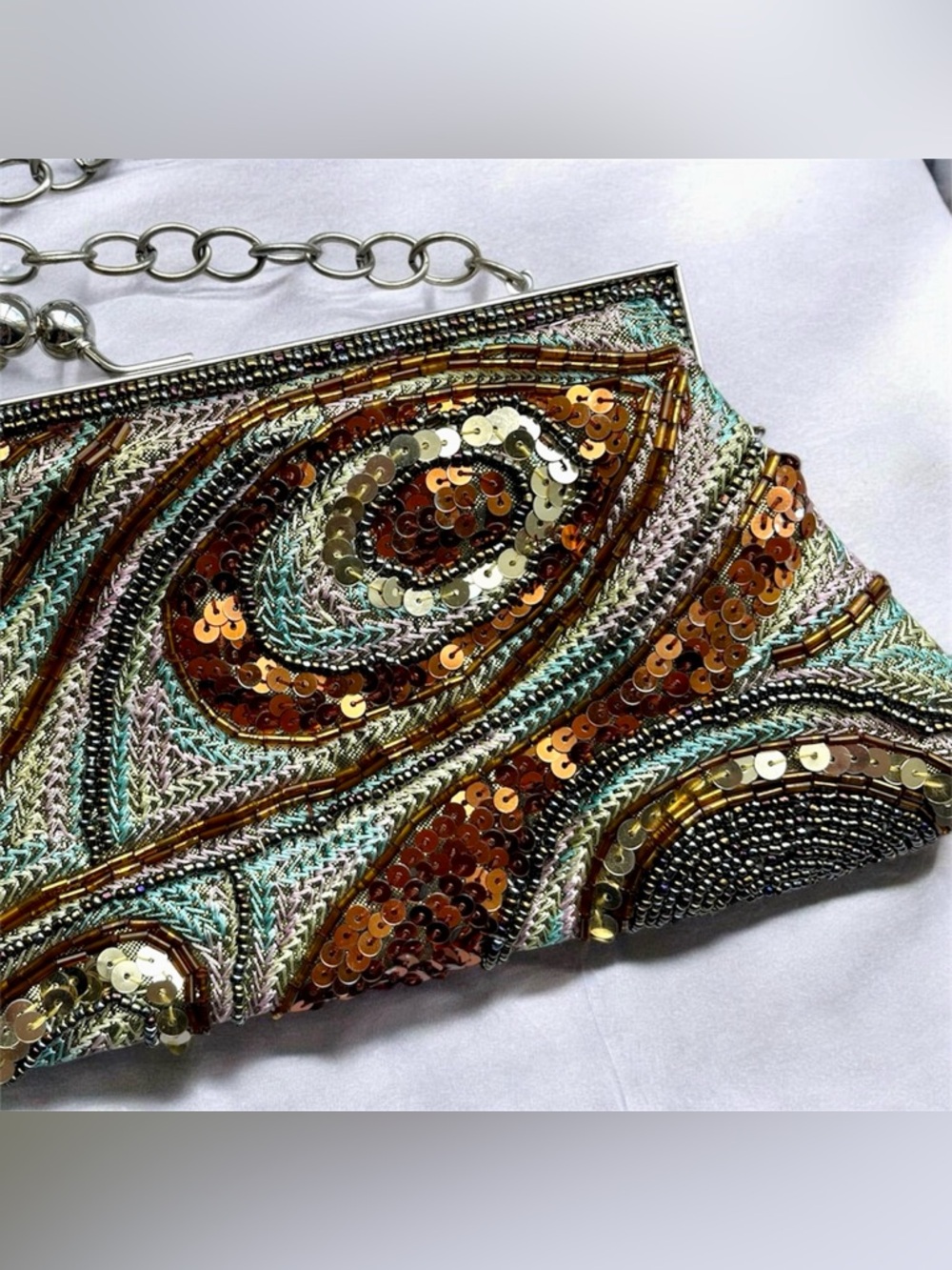 Vintage Beaded Sequin Evening Clutch